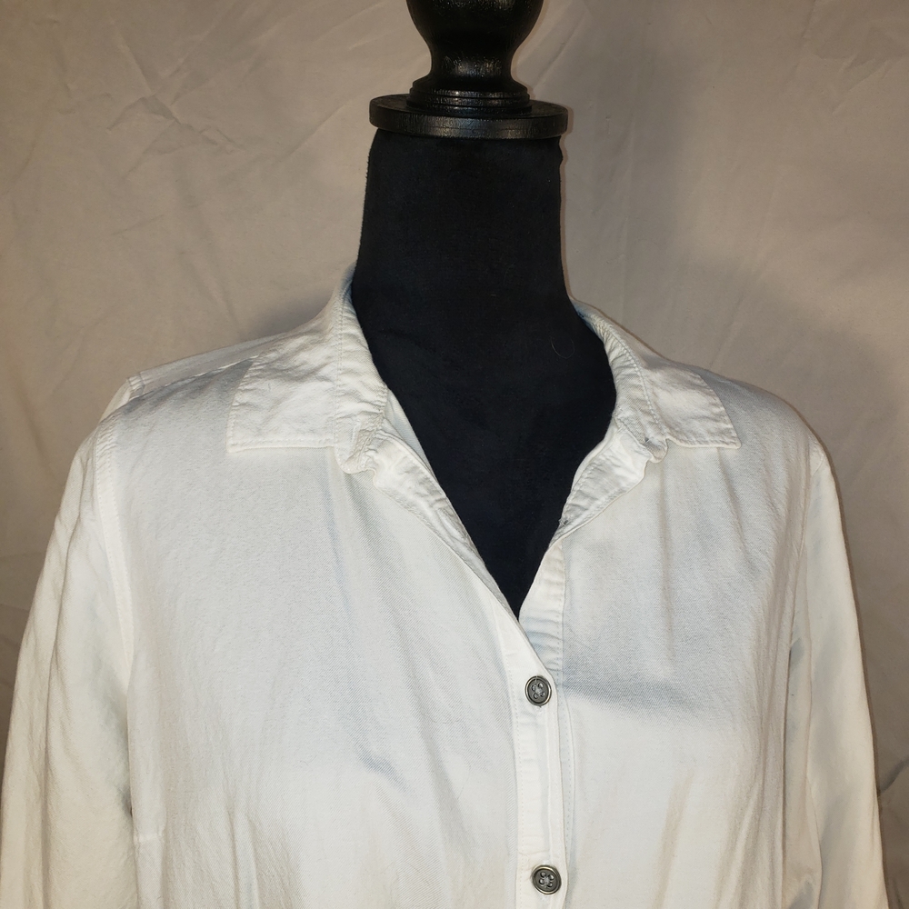 Vintage America White Button-Down Shirt with Flared Hem - M - Picture 2 of 5